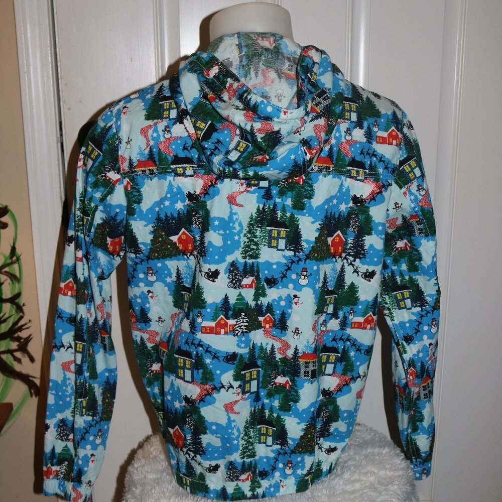 Denim & Flower Ricky Singh mens Christmas Village print zip-up hoodie M 40 - Picture 5 of 9